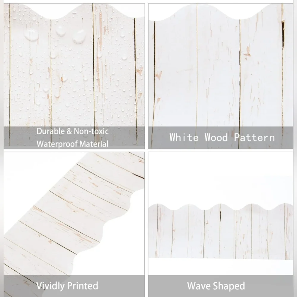 White Rustic Decorative 3 Rolls. 99ft White Wood Bulletin Board Border Trim Roll